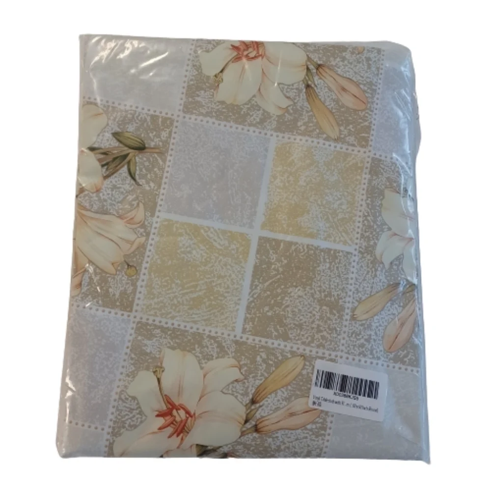 Neutral White Floral Shabby Chic Round Vinyl Tablecloth Cover Decor 60